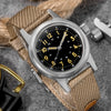 36mm Vintage mechanische Uhr mit grün leuchtendem C3 Ziffernblatt und Schraubkrone