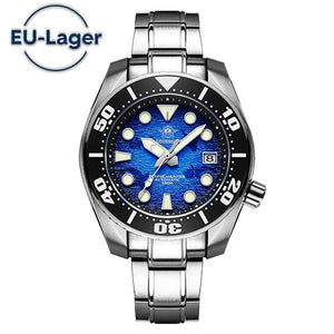 【EU-Lager】ADDIESDIVE 44,5 mm Taucheruhr für Herren Einzigartiges blaues Zifferblatt 200M (AD2102)