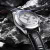 ADDIESDIVE Herren Edelstahl Weißes Zifferblatt mit schwarzem Lederarmband AD2118