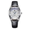 ADDIESDIVE Herren Edelstahl Weißes Zifferblatt mit schwarzem Lederarmband AD2118